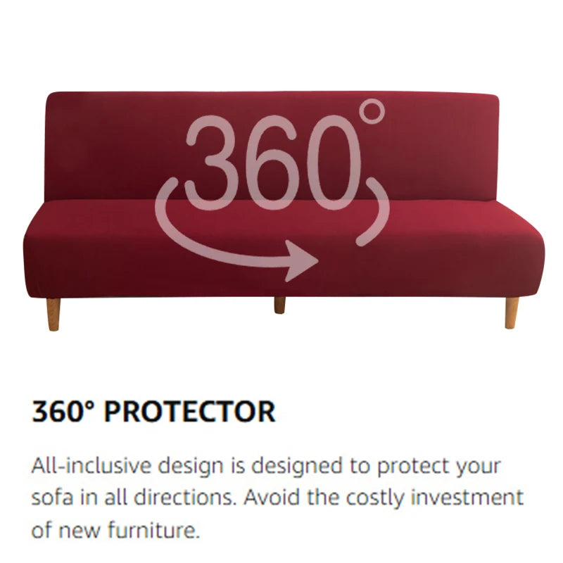 Armless Futon Sofa Cover Spandex Non-Slip Furniture Protector Removable Washable Folding Sofa Bed Cover For Bedroom Living Room
