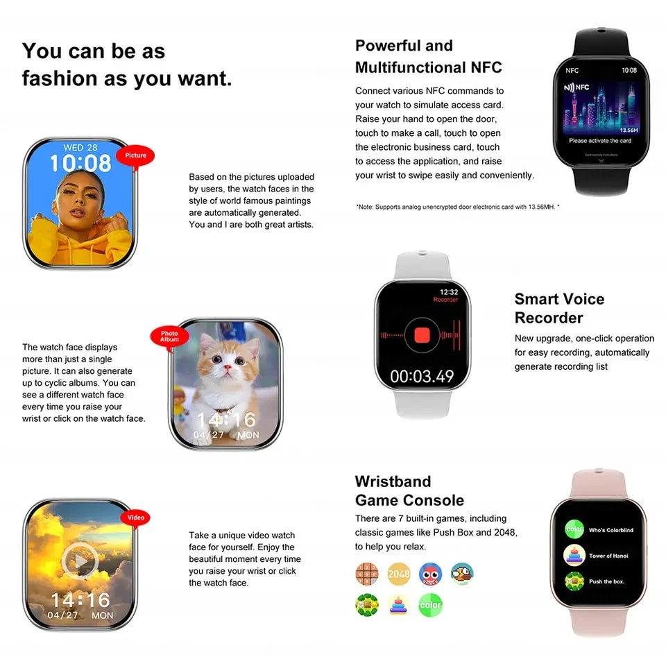 New 2025 Apple GPS Watch 10 – AMOLED Smartwatch with NFC, Bluetooth Calling, Music Memory & Waterproof Fitness Tracker