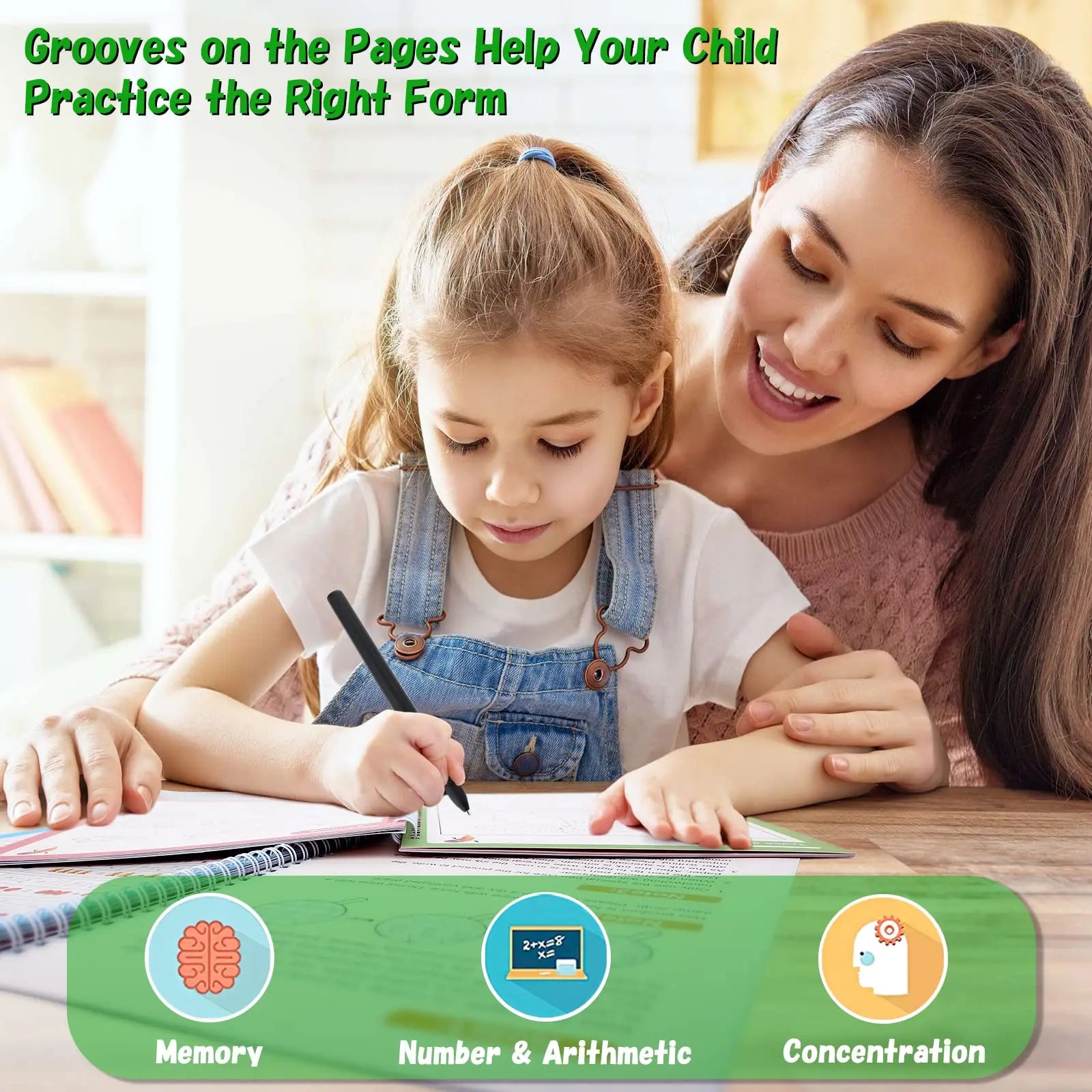 Magic Reusable Handwriting Copybook Set – 4Pcs Tracing Practice Books for Kids Learning Calligraphy & Writing