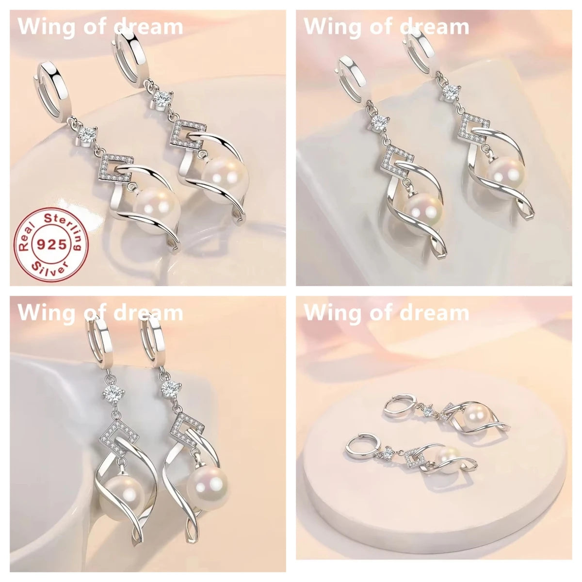 925 Sterling Silver Pearl & Crystal Zirconia Earrings – Gorgeous Wedding & Party Jewelry for Women