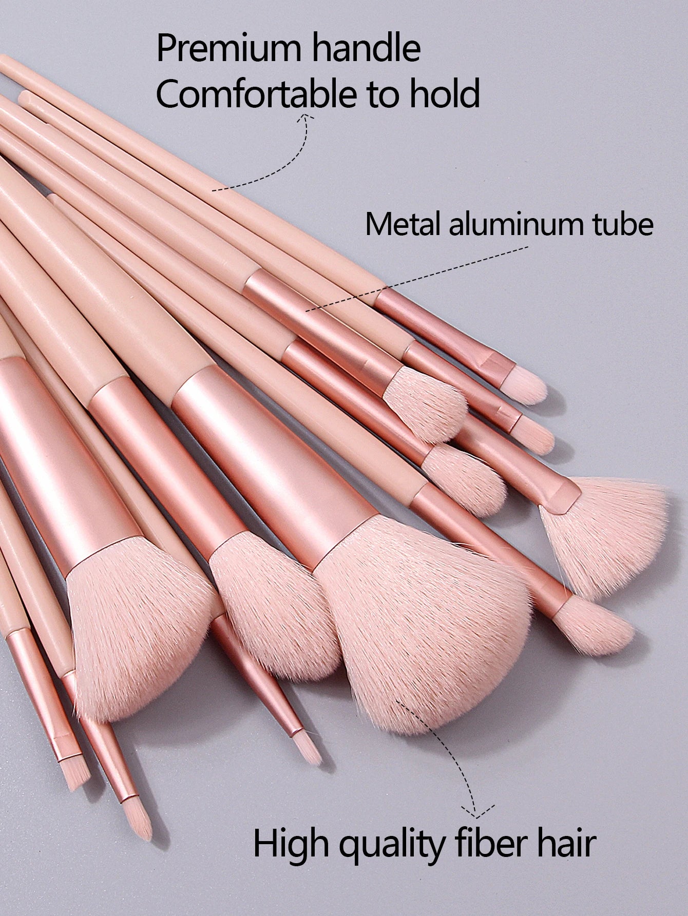 12PCS Pink Makeup Brush Set – Complete Cosmetic Brushes for Face & Eyes