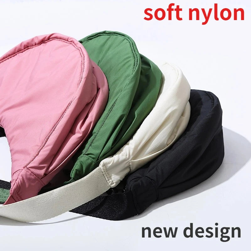 Solid Color Women’s Nylon Shoulder Bag – Portable Padded Crossbody Messenger Travel Handbag