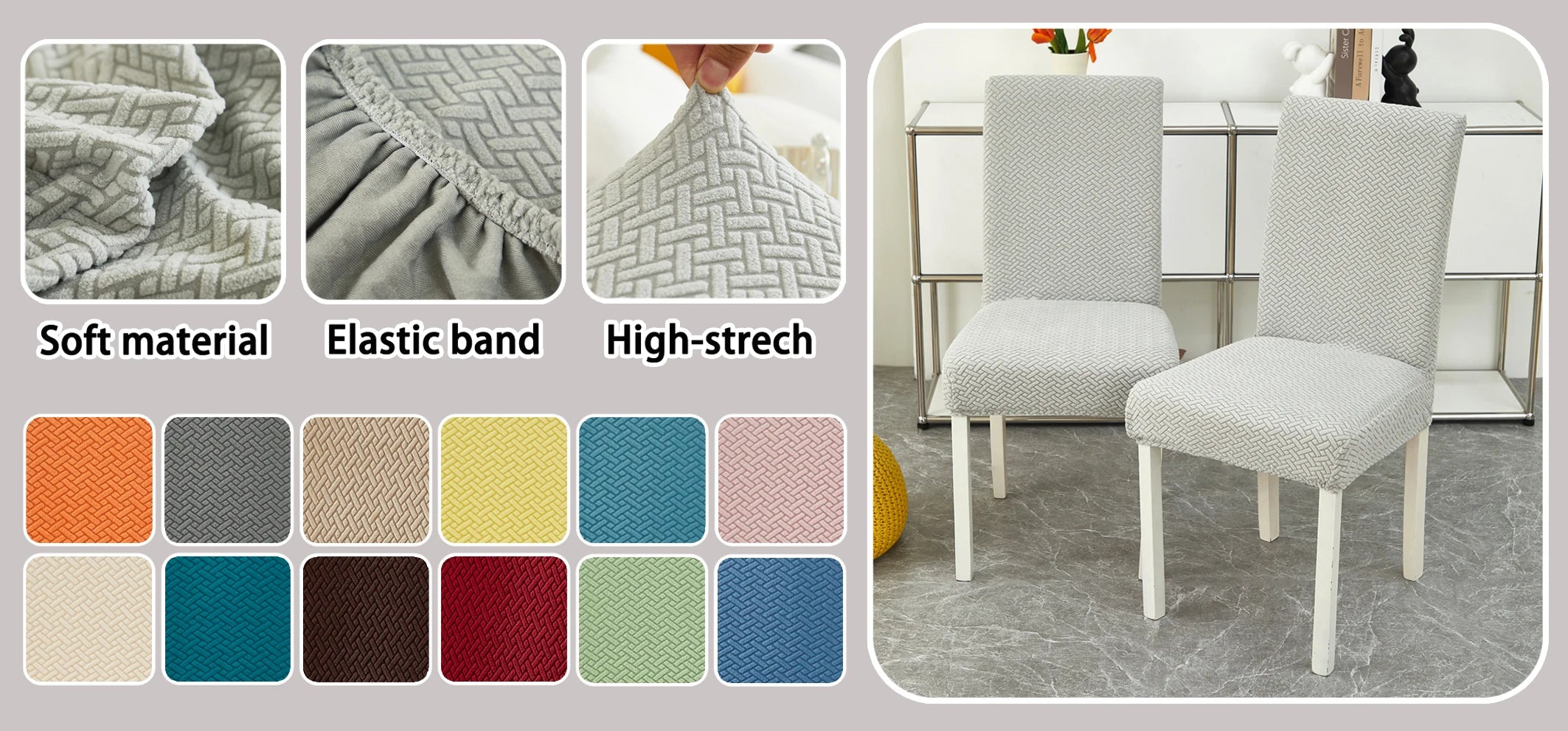 Jacquard Twill Elastic Sofa Slipcover – Stretch Furniture Protector for Home & Office Decor