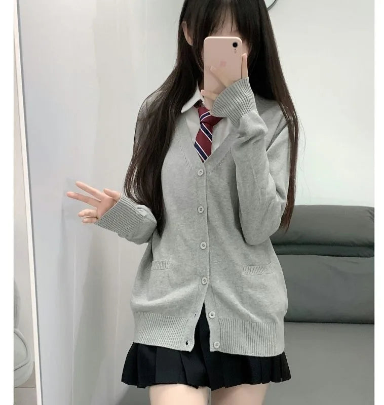 Mikasa Pink Cosplay Cardigan – Japanese V-Neck Knit Sweater for JK Uniform