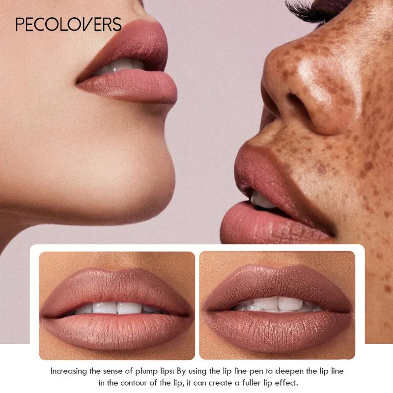 Waterproof Matte Lipliner Pencil – Red Contour Lipstick, Long-Lasting, Non-Stick & Moisturizing (12 Colors)
