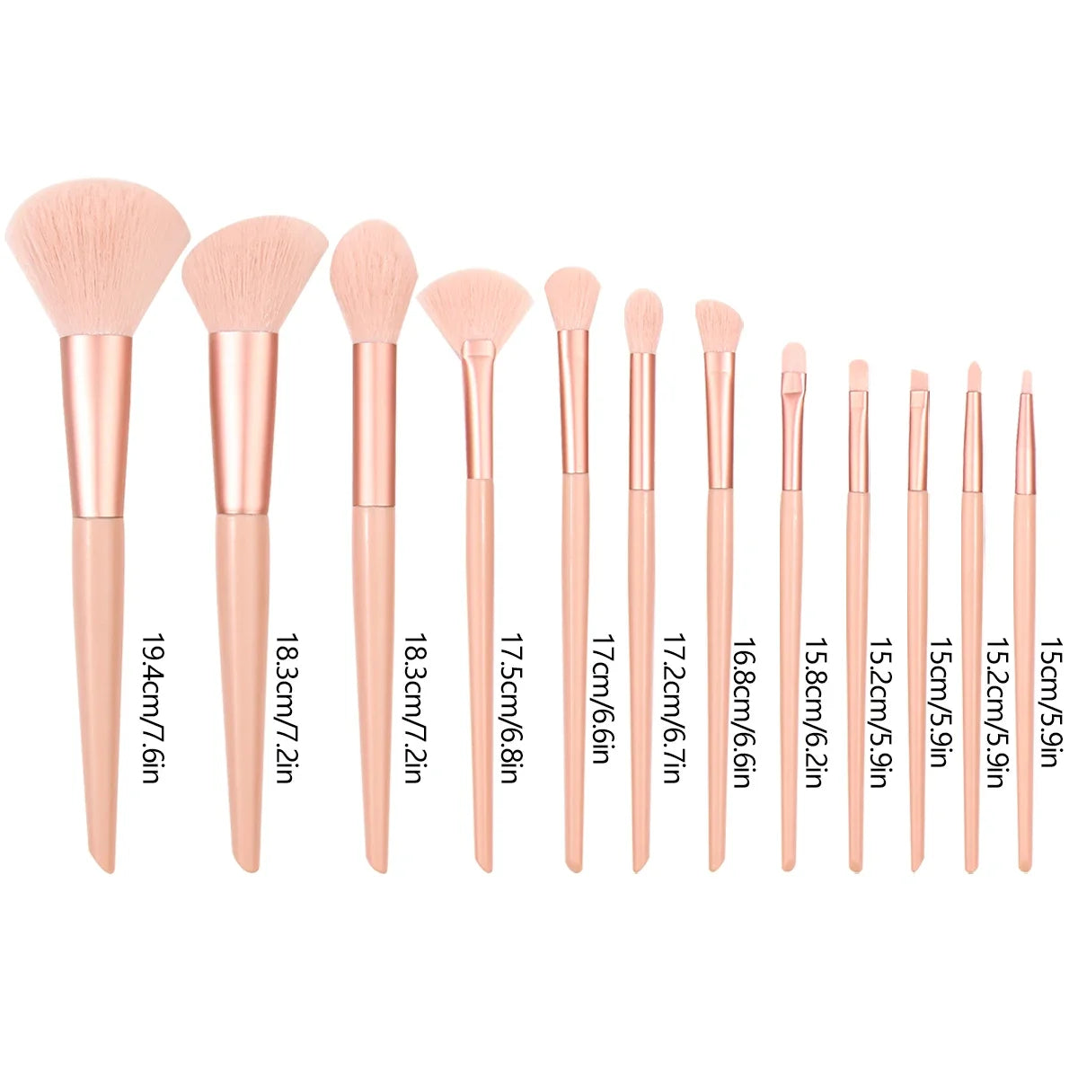 12PCS Pink Makeup Brush Set – Complete Cosmetic Brushes for Face & Eyes