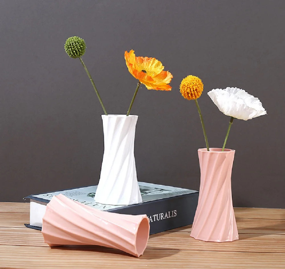 Nordic Flower Vase – Imitation Ceramic Plastic Vase for Home, Desktop & Event Décor
