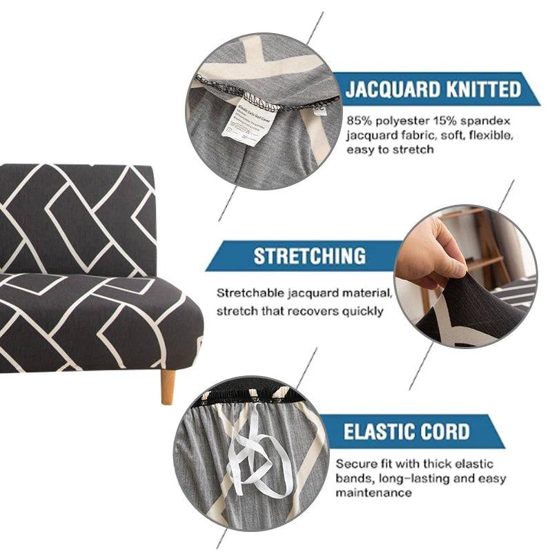 Armless Futon Sofa Cover Spandex Non-Slip Furniture Protector Removable Washable Folding Sofa Bed Cover For Bedroom Living Room