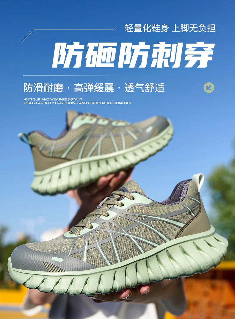 Pink Women’s Steel Toe Work Sneakers – Lightweight Safety Shoes Anti-Smash & Anti-Puncture