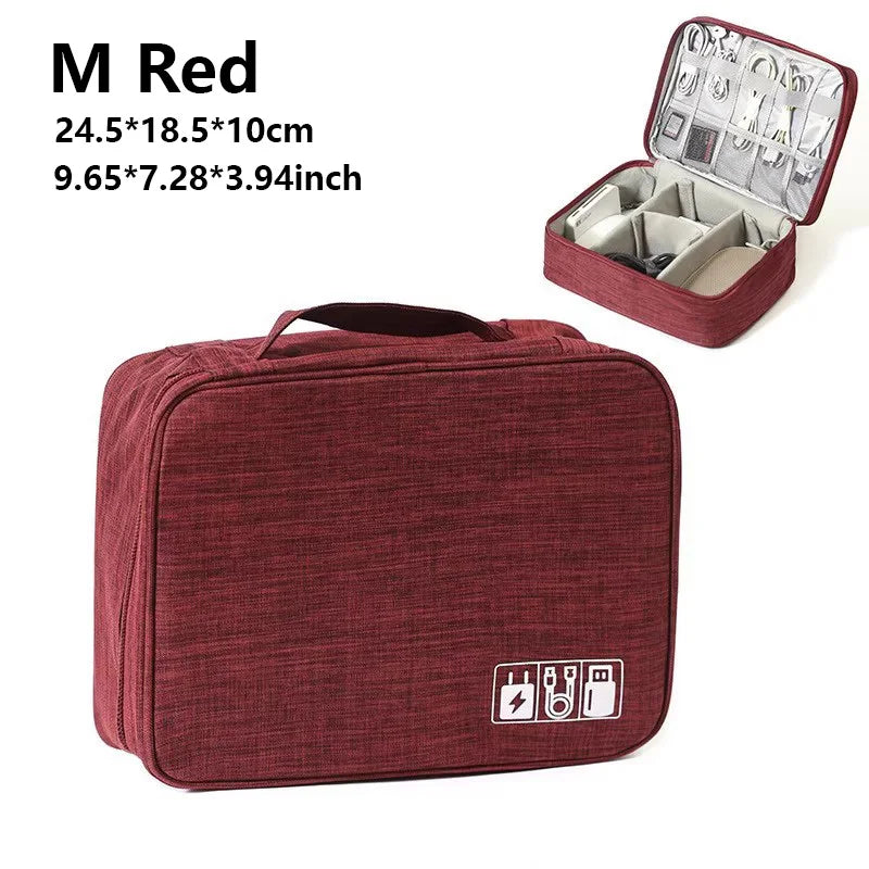 Waterproof Cable Storage Organizer Bag – Portable Travel Electronic Accessories Case for Cables & Chargers