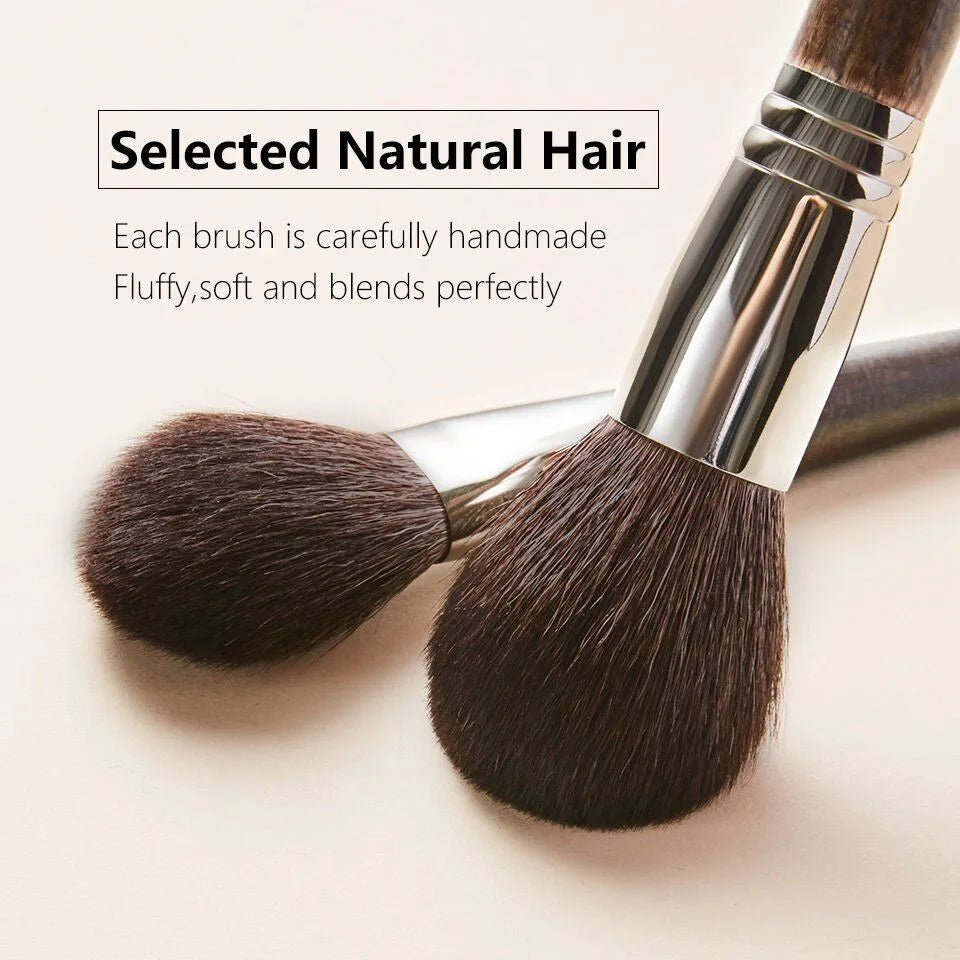 OVW 3Pcs Makeup Brush Set – Soft Goat Hair Blusher, Sculpting & Highlight Brushes