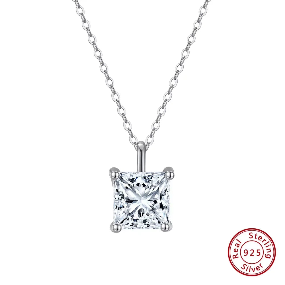 ORSA JEWELS 925 Sterling Silver Solitaire Cubic Zirconia Pendant Necklace – Classic Dainty Jewelry for Women