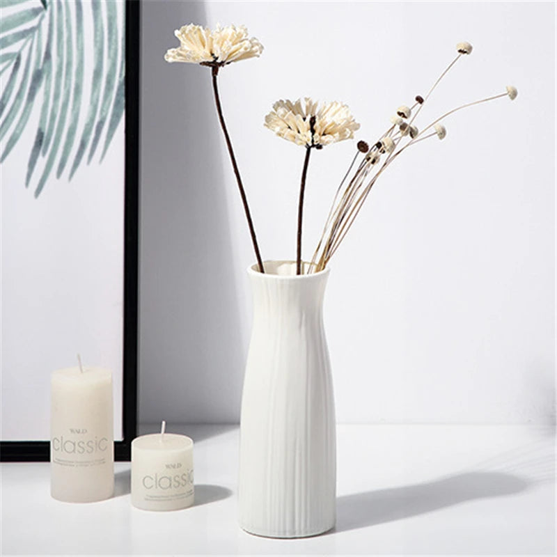 Nordic Flower Vase – Imitation Ceramic Plastic Vase for Home, Desktop & Event Décor