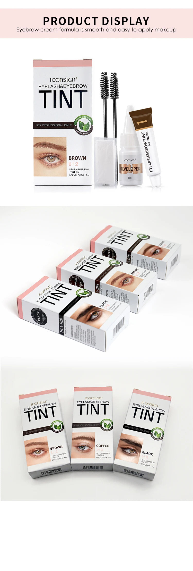 ICONSIGN Eyelash & Eyebrow Tint Kit – Brow Dye, Lash Lift & Tinting Makeup Tools