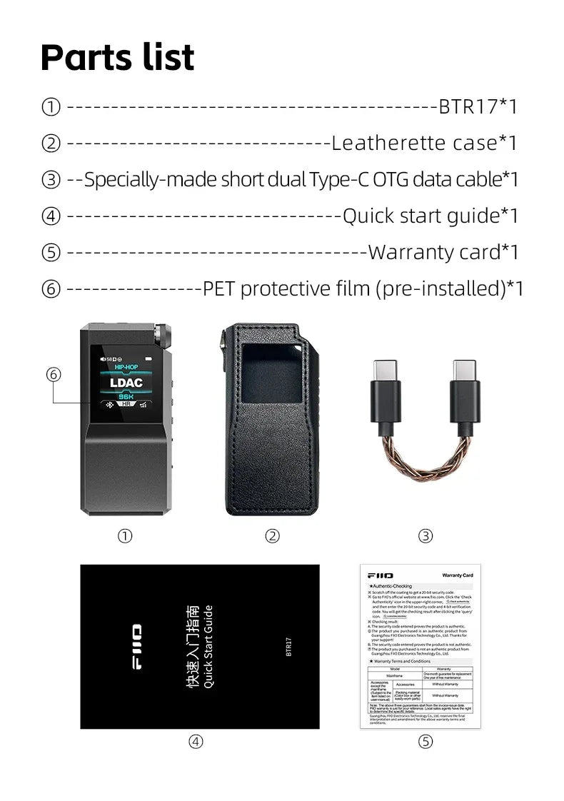 FiiO BTR17 Hi-Res Bluetooth Headphone Amplifier DAC THX AAA