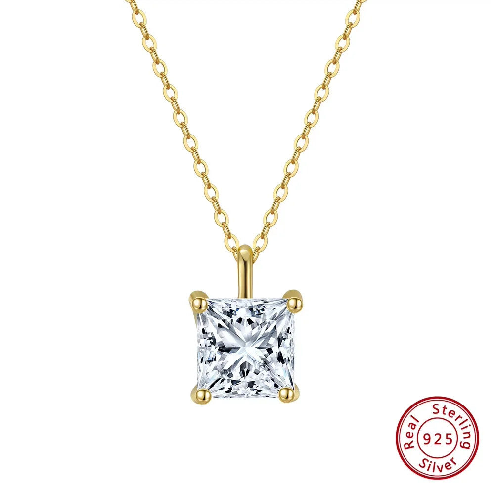 ORSA JEWELS 925 Sterling Silver Solitaire Cubic Zirconia Pendant Necklace – Classic Dainty Jewelry for Women