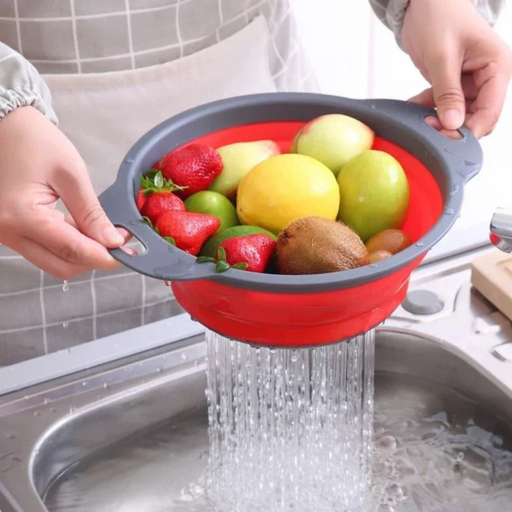 Silicone Folding Drain Basket – Collapsible Fruit & Vegetable Strainer