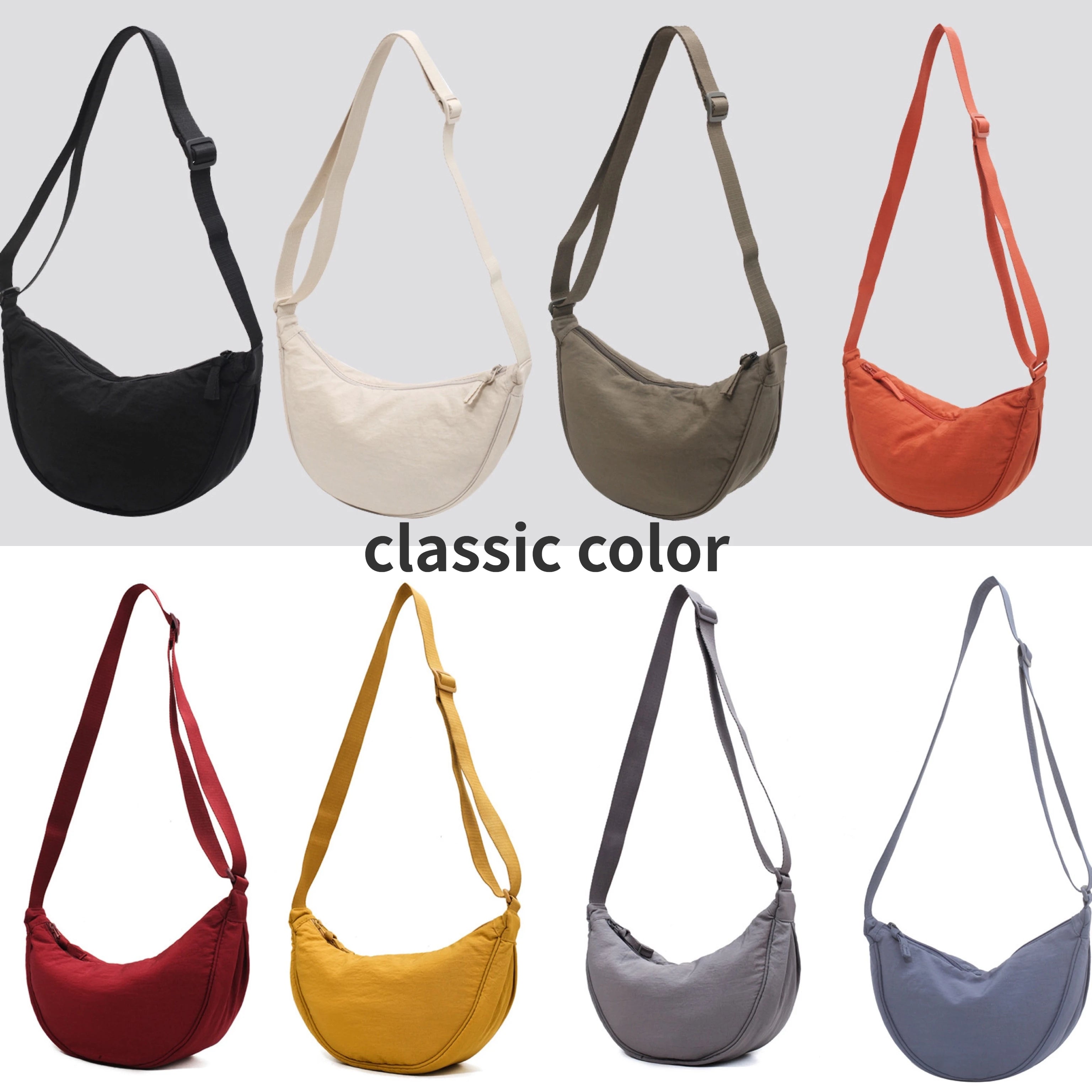 Solid Color Women’s Nylon Shoulder Bag – Portable Padded Crossbody Messenger Travel Handbag