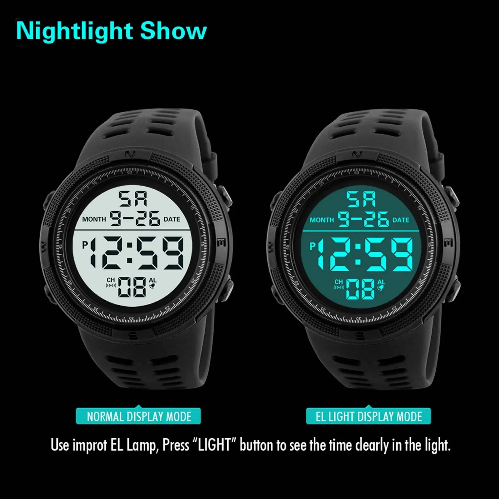 YIKAZE Y01 Military Digital Sports Watch – Waterproof Multifunction Men’s Electronic Wristwatch