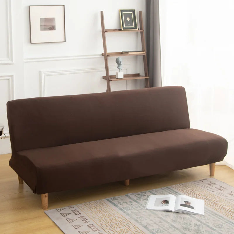 Armless Futon Sofa Cover Spandex Non-Slip Furniture Protector Removable Washable Folding Sofa Bed Cover For Bedroom Living Room