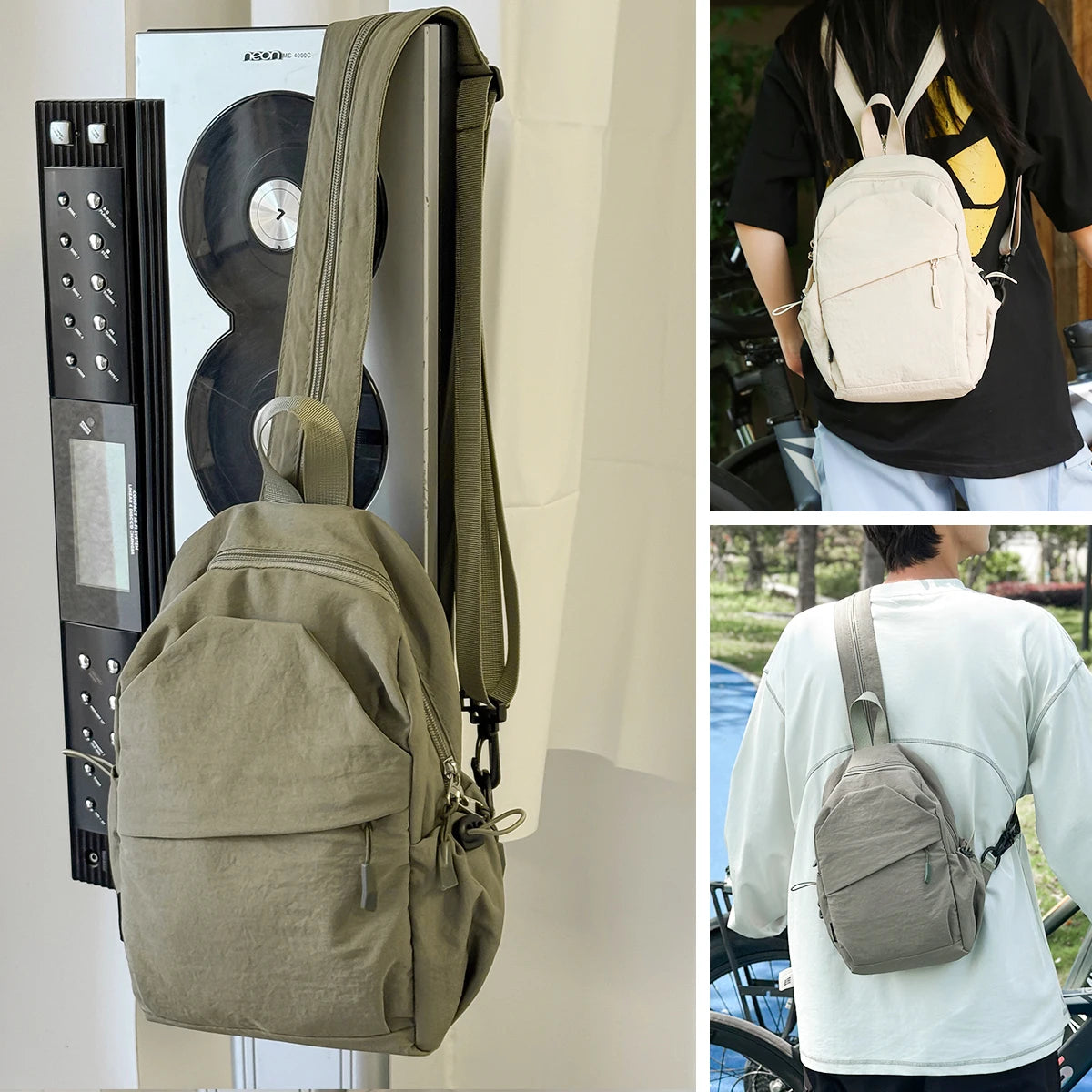 Crossbody Bag Men's Single Shoulder Small Backpack Chest Bag Women's Cycling Sports Mountain Climbing Boys Tablet Lightweight Mo