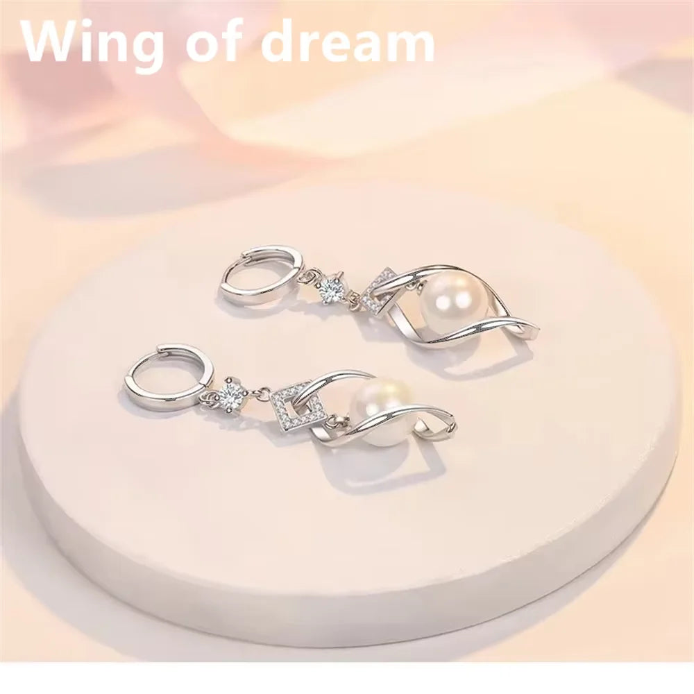 925 Sterling Silver Pearl & Crystal Zirconia Earrings – Gorgeous Wedding & Party Jewelry for Women
