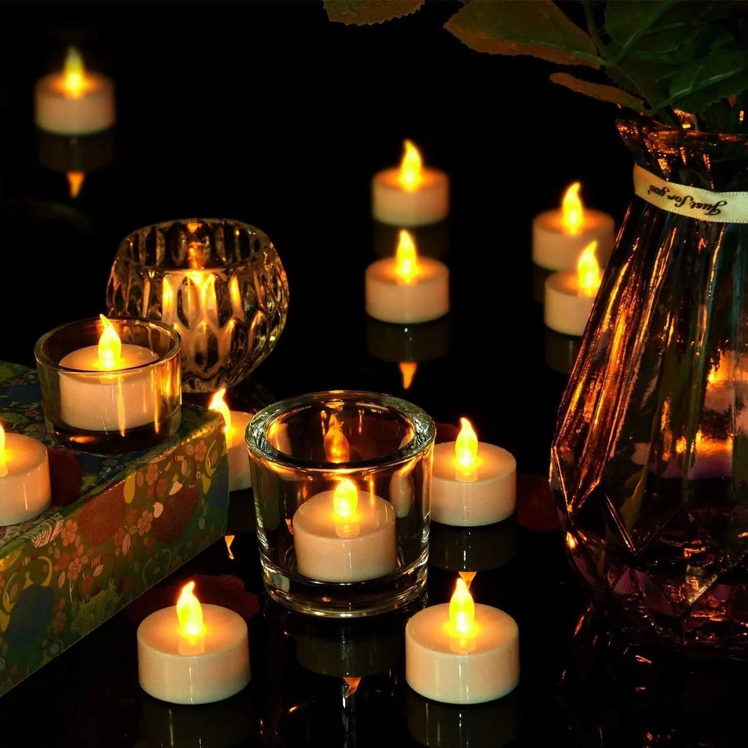 24Pcs Flameless LED Tea Light Candles – Warm White Wishing Candle Set for Holiday Decor