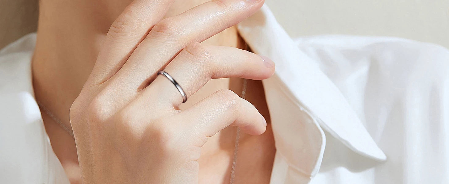 Fansilver S925 Sterling Silver Rings for Women Men 18K White Gold Plated Tarnish Resistant Tarnish Stackable Rings Wholesale