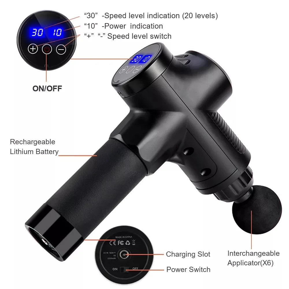 Fascial Massage Gun – Electric Percussion Pistol Massager for Deep Tissue, Muscle Relaxation, Neck & Back Pain Relief
