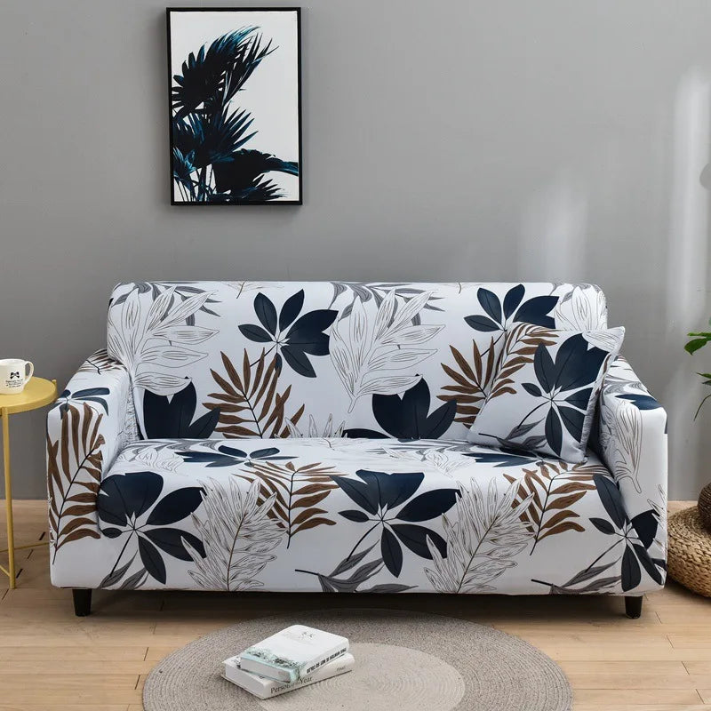 Floral Stretch Sofa Cover – Elastic Furniture Protector for Home & Office