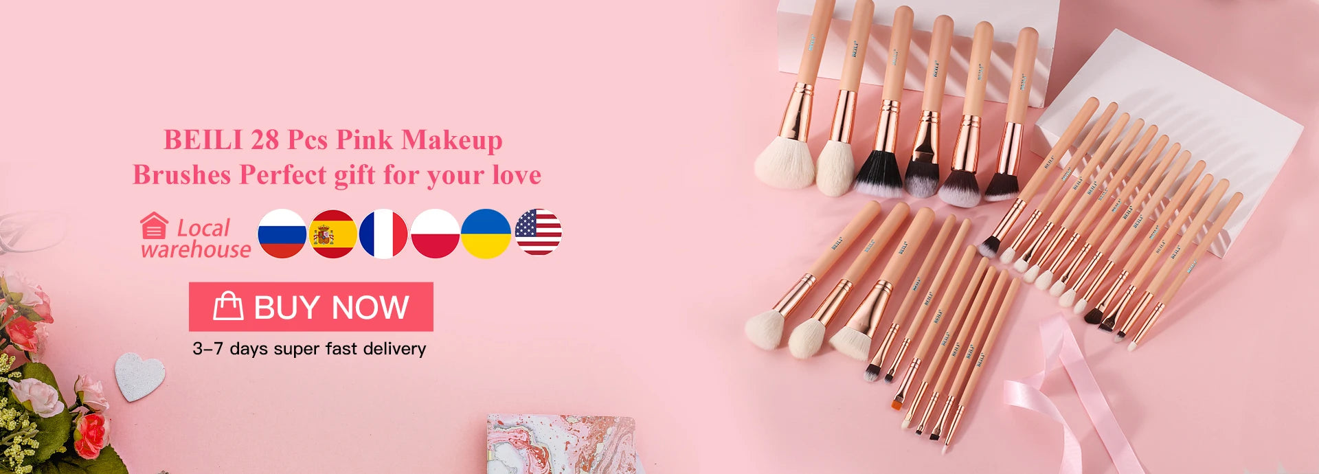 BEILI Black Makeup Brush Set – Professional Natural Goat Hair Brushes for Foundation, Powder & Eyeshadow