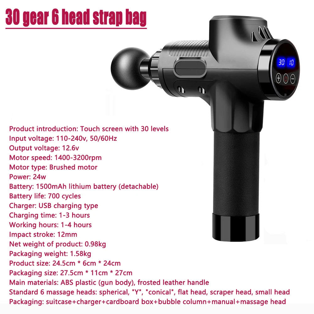 Fascial Massage Gun – Electric Percussion Pistol Massager for Deep Tissue, Muscle Relaxation, Neck & Back Pain Relief