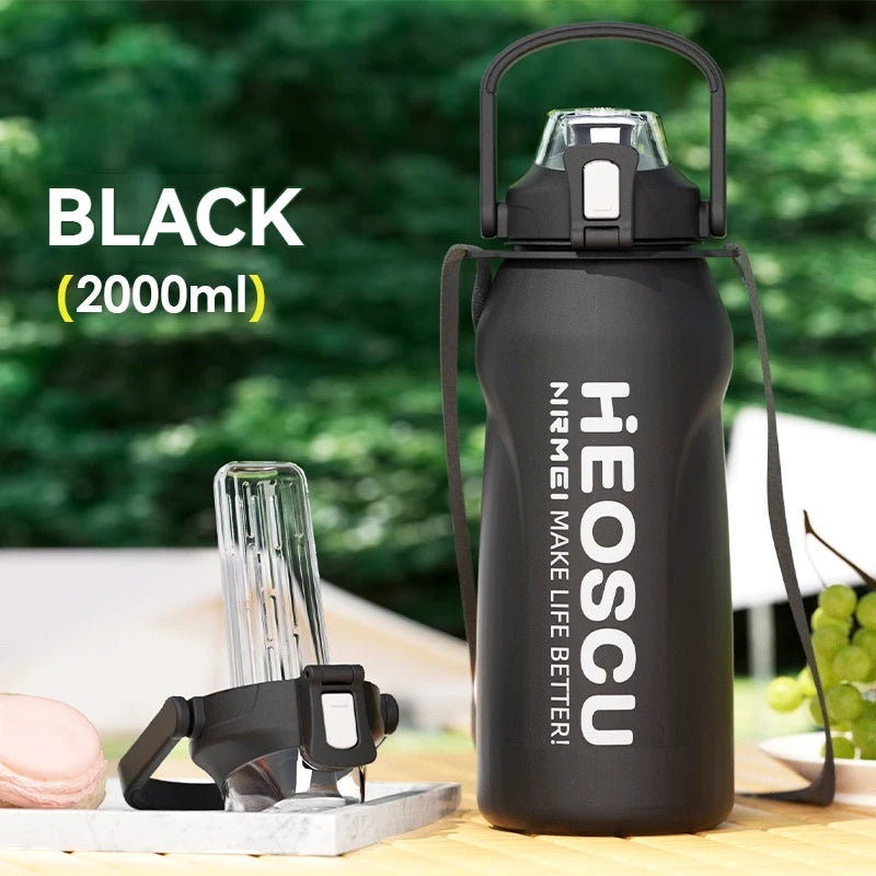 2L Thermal Water Bottle Vacuum Flasks Bottle Thermal Mug Tumbler with Straw large insulation Stainless Steel for travel Outdoor