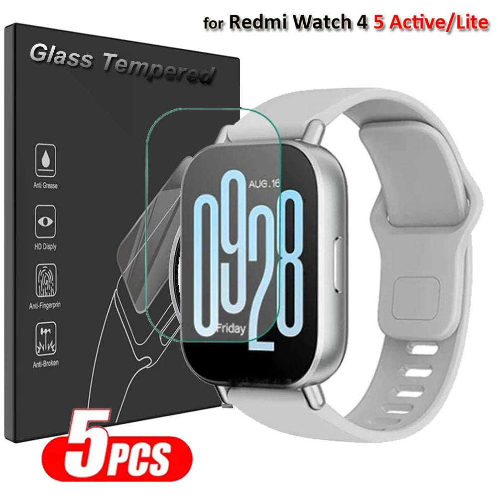 Tempered Glass Screen Protector for Xiaomi Redmi Watch 5 Active/Lite & Watch 4 – HD Clear Anti-Scratch Protective Film