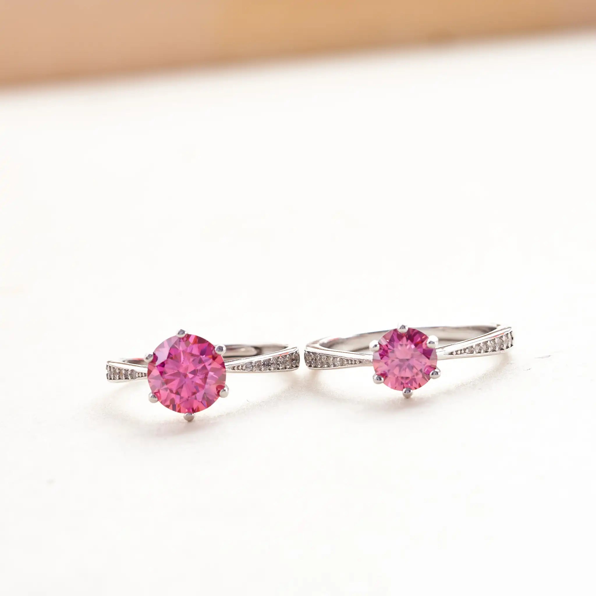 1/2/3 Carat Pink Moissanite Ring – 925 Sterling Silver Diamond-Test Wedding Band