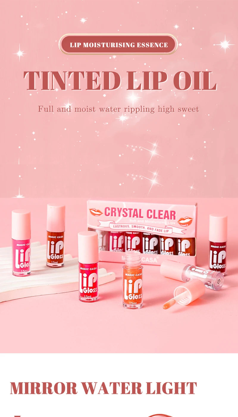 MAGIC CASA 6-Piece Jelly Lip Oil Set – Hydrating, Plumping & Long-Lasting Gloss