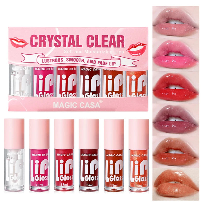 MAGIC CASA 6-Piece Jelly Lip Oil Set – Hydrating, Plumping & Long-Lasting Gloss