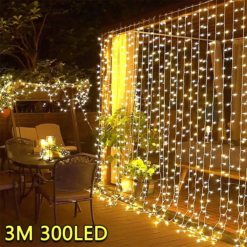 3M LED Curtain Fairy String Lights – 8 Mode USB Decorative Lights for Home, Garden & Wedding