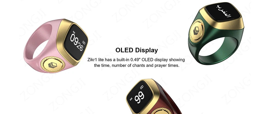 IQibla Smart Zikr Ring Digital Tasbih Counter with Prayer Reminder