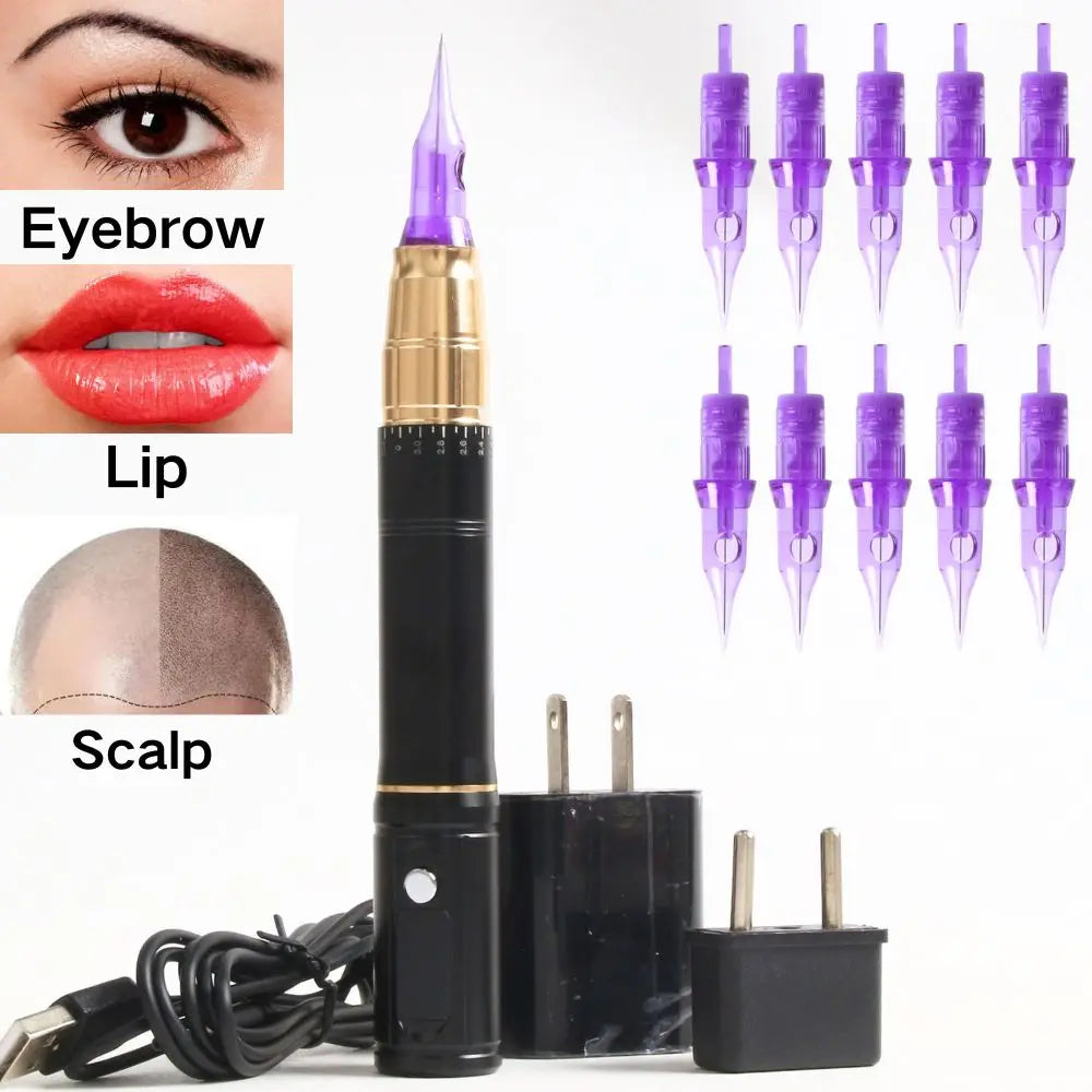 Wireless Permanent Makeup Machine Kit – Microblading Eyebrow & Lip Tattoo Gun for PMU & Scalp