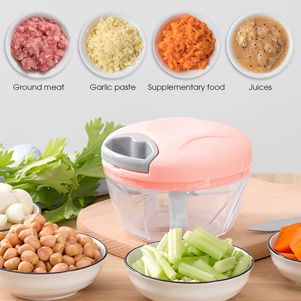 Manual Ginger & Garlic Grinder 500ml/900ml Handheld Food Vegetable Cutter