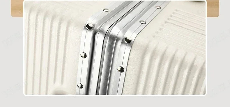 Front Opening Aluminum Frame Rolling Luggage – Large Capacity ABS+PC Trolley Suitcase with USB Charging