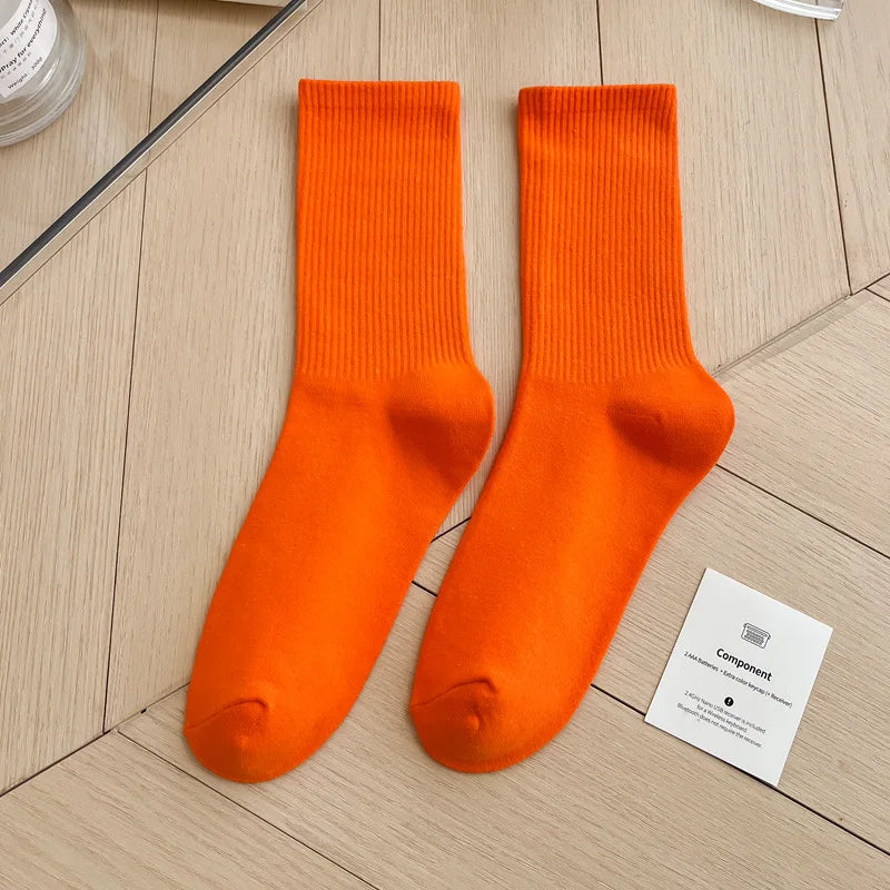 Japanese Fashion Sports Socks – Unisex Cotton Street Style Crew Socks for Autumn & Winter