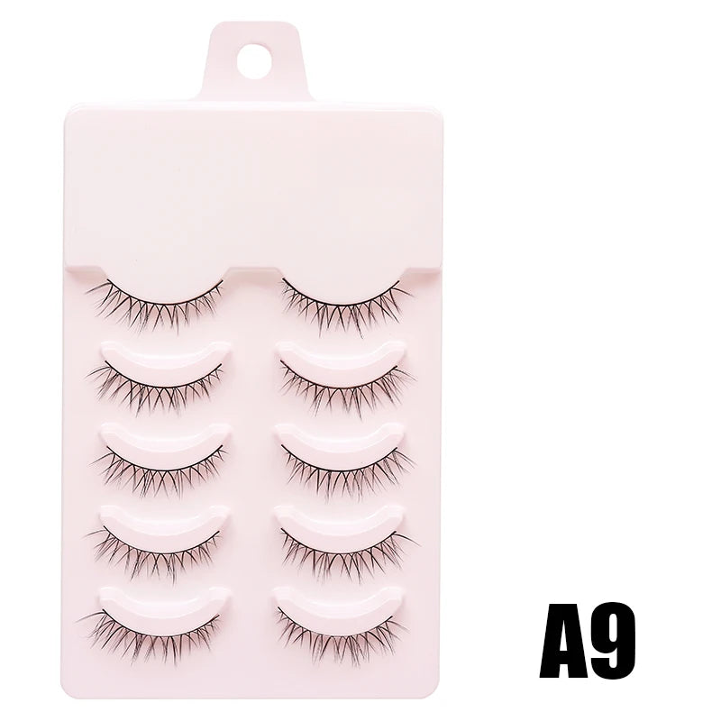 DINGSEN Anime Fake Eyelashes – 5 Pairs Natural Manga Lashes with Clear Band
