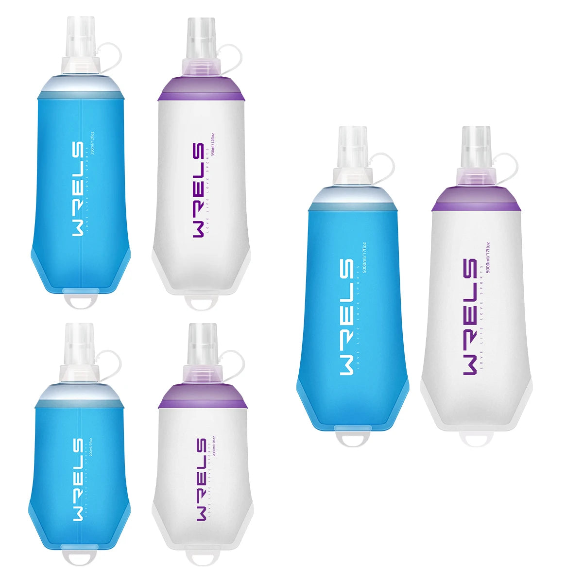 WRELS Foldable Silicone Water Bottle Outdoors Traveling Sport Running Cycling Kettle Healthy Soft Material TPU BPA-Free Kettle
