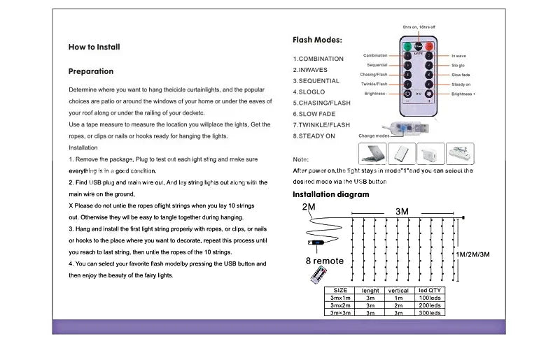 300LED Curtain Fairy Lights – 8 Modes Twinkle String Lights with Remote for Bedroom & Wedding Decor