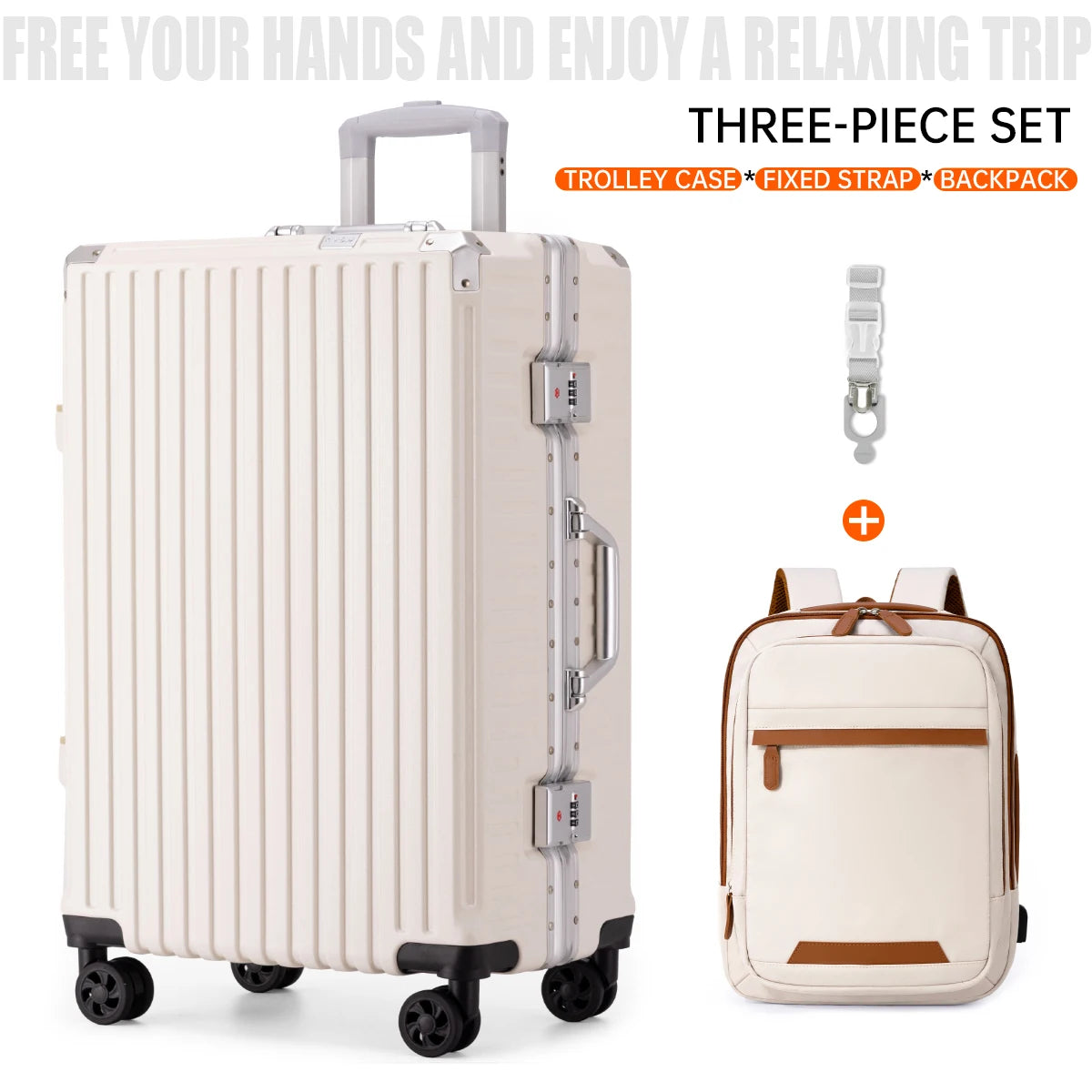 Aluminum Frame Rolling Luggage – 20/24/26/28 Inch USB Travel Suitcase with Combination Lock