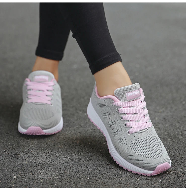 2025 Women’s Breathable Mesh Sneakers – Fashionable Lace-Up Trainers for Comfort & Style