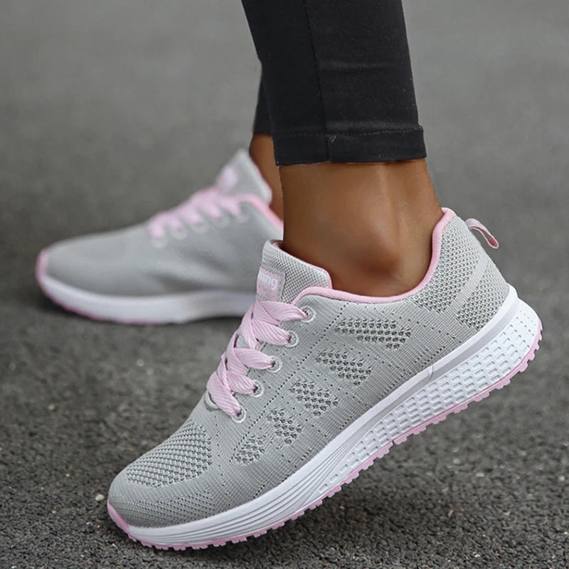 2025 Women’s Breathable Mesh Sneakers – Fashionable Lace-Up Trainers for Comfort & Style