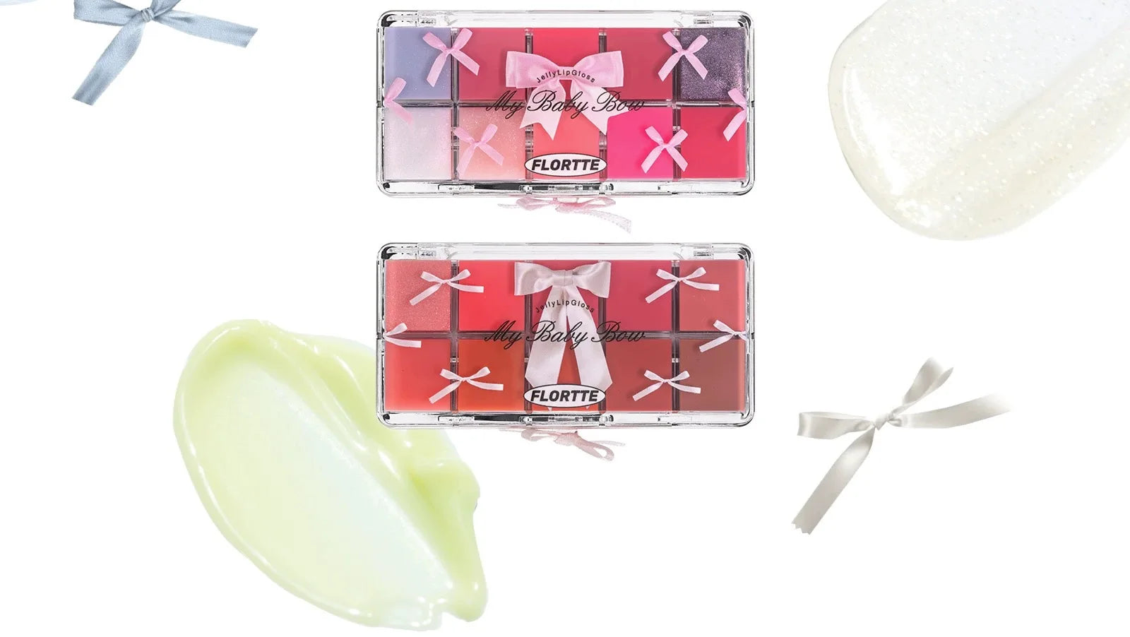 FLORTTE 10-Color Lip Palette – Glossy, Moisturizing & Pigmented Lip Gloss & Lipstick Set